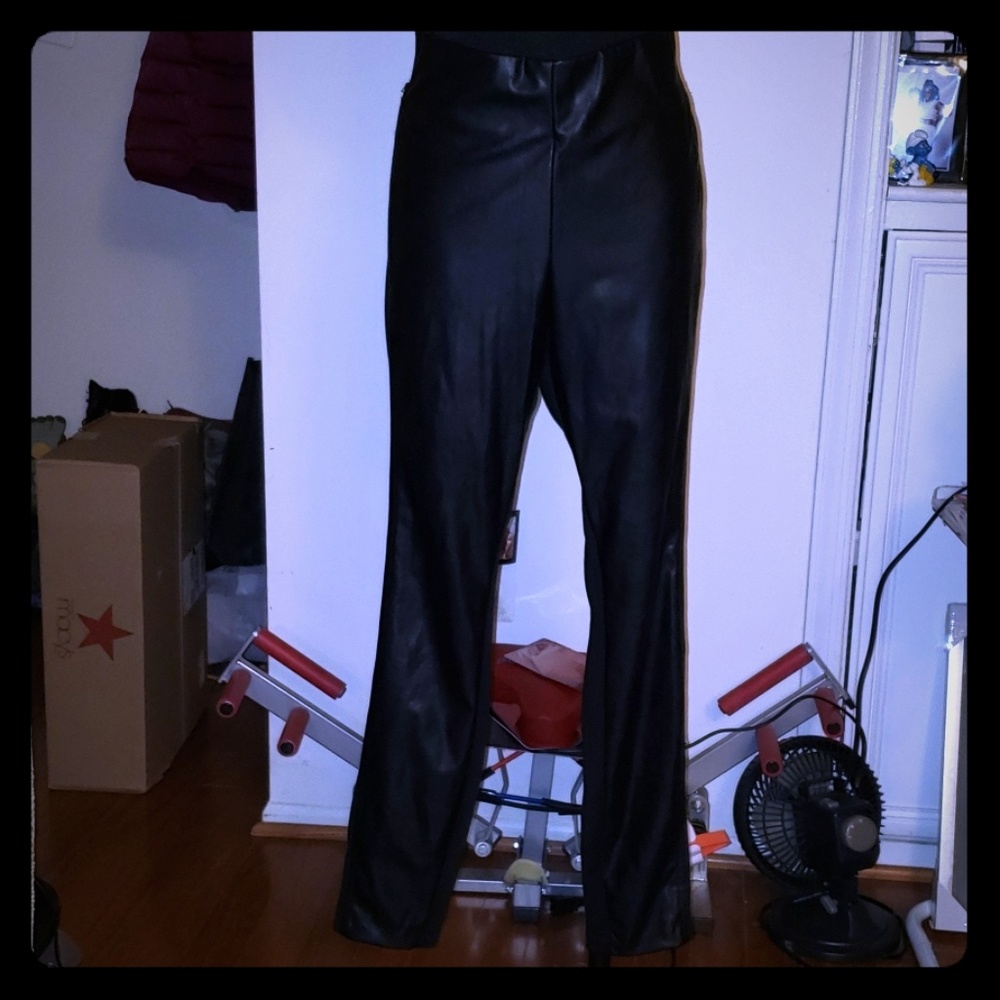 Black Front Leather Leggings